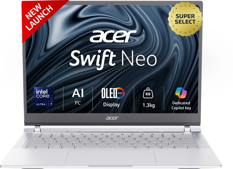 Acer Swift Neo Office 2024 + M365 Basic Intel Core Ultra 7 155U - (16 GB/512 GB SSD/Windows 11 Home) SFN14-54H Thin and Light Laptop(14 Inch, Silver, 1.3 Kg, With MS Office)