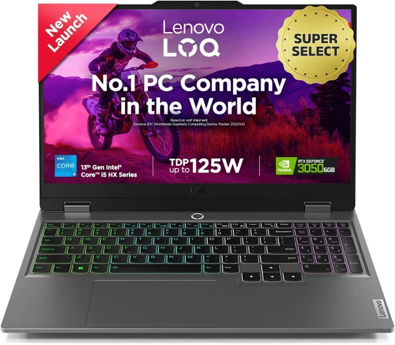 Lenovo LOQ Intel Core i5 13th Gen 13450HX - (16 GB/512 GB SSD/Windows 11 Home/6 GB Graphics/NVIDIA GeForce RTX 3050) LOQ 15IRX9D2 Gaming Laptop(15.6 Inch, Luna Grey, 2.38 kg, With MS Office)