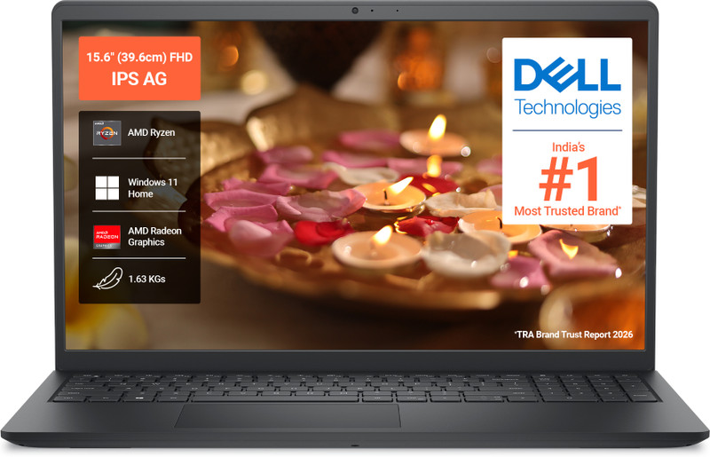 DELL 15 AMD Ryzen 5 Quad Core 7520U - (8 GB/512 GB SSD/Windows 11 Home) DC15255 / 15 D15260 Thin and Light Laptop(15.6 inch, Carbon Black, 1.63 Kg, With MS Office)