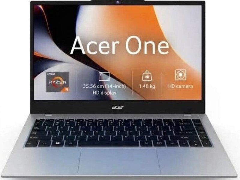 Acer One 14 Pro (2026) Thin & Light Laptop AMD Ryzen 3 Quad Core 14th Gen -7320U - (8 GB/512 GB SSD/Windows 11 Home) Z1455M Business Laptop(14 inch, Silver, 1.4 kg kg, With MS Office)