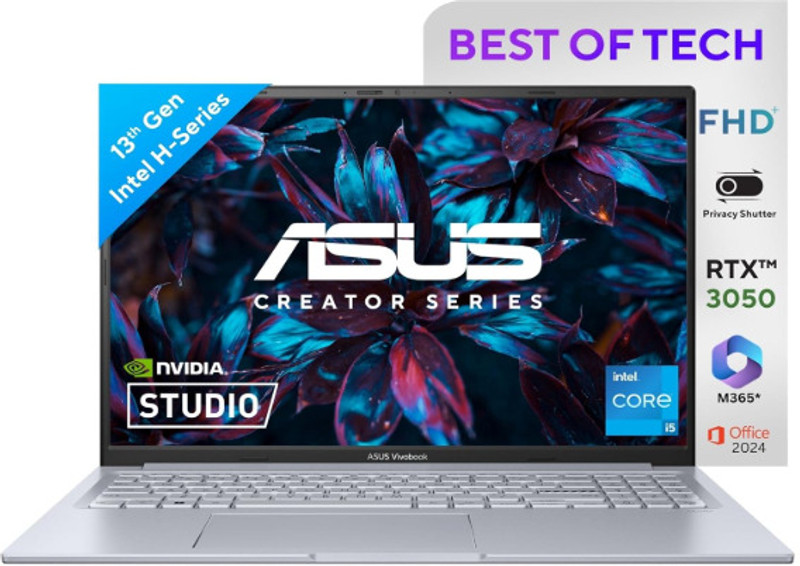 ASUS Vivobook 16X for Creator, Intel Core i7 12th Gen 12700H - (16 GB/512 GB SSD/Windows 11 Home/4 GB Graphics/NVIDIA GeForce RTX 3050) K3605ZC-RP628WS Gaming Laptop(16 Inch, Cool Silver, 1.80 Kg, With MS Office)