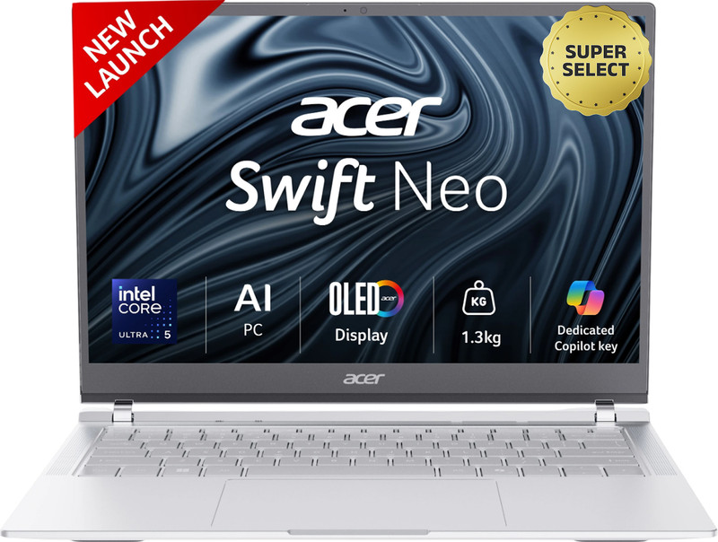 Acer Swift Neo 14 Office 2024 + M365 Basic Intel Core Ultra 5 115U - (16 GB/512 GB SSD/Windows 11 Home) SFN14-54H Thin and Light Laptop(14 Inch, Silver, 1.3 Kg, With MS Office)