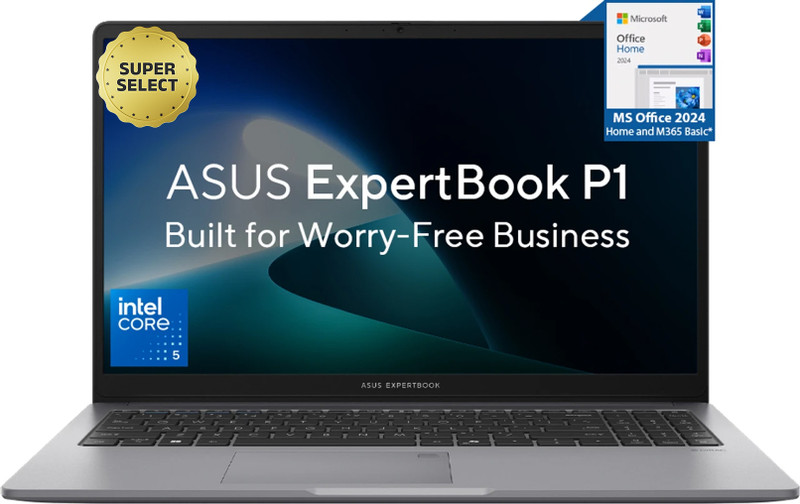 ASUS ExpertBook P1 with 1 Yr ADP (i5 14th Gen) Intel Core 5 210H - (16 GB/512 GB SSD/Windows 11 Home) P1503CVA-S72222WS / P1503CVAYB-S73386WS Laptop(15.6 Inch, Misty Grey, 1.65 kg, With MS Office)