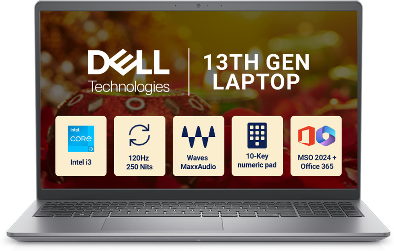 Dell 15 13th Gen i3 Laptop – 16GB RAM, 512GB SSD, Win 11, MS Office
