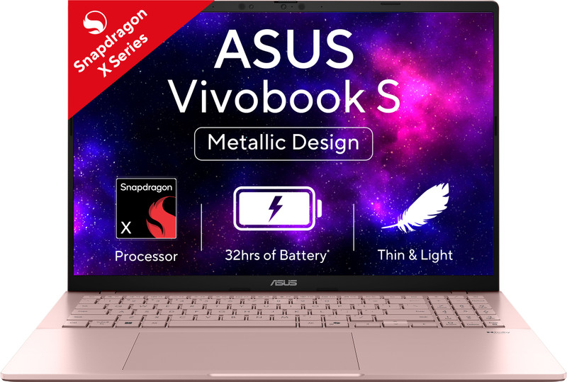 ASUS Vivobook S16 OLED (2025) with Backlit Keyboard, Metal Body*, Snapdragon X - (16 GB/512 GB SSD/Windows 11 Home) S3607QA-SH078WS Thin and Light Laptop(16 Inch, Peachy, 1.74 Kg, With MS Office)