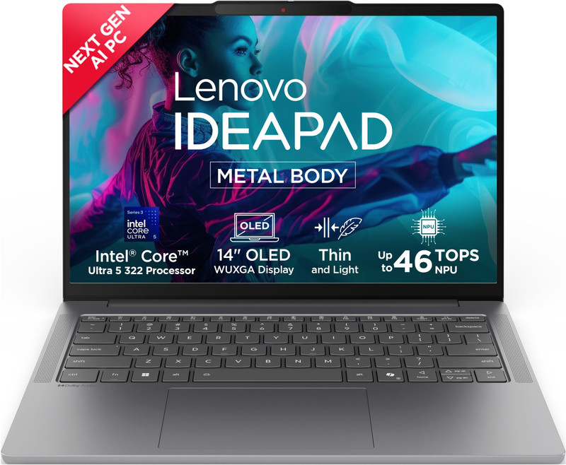 Lenovo IdeaPad Slim 5 (Gen 11) Next-Gen AI PC Intel Core Ultra 5 Series 3 322 - (16 GB/512 GB SSD/Windows 11 Home) IdeaPad Slim 5 14IPH11 Thin and Light Laptop(14 inch, Luna Grey, 1.37 kg, With MS Office)