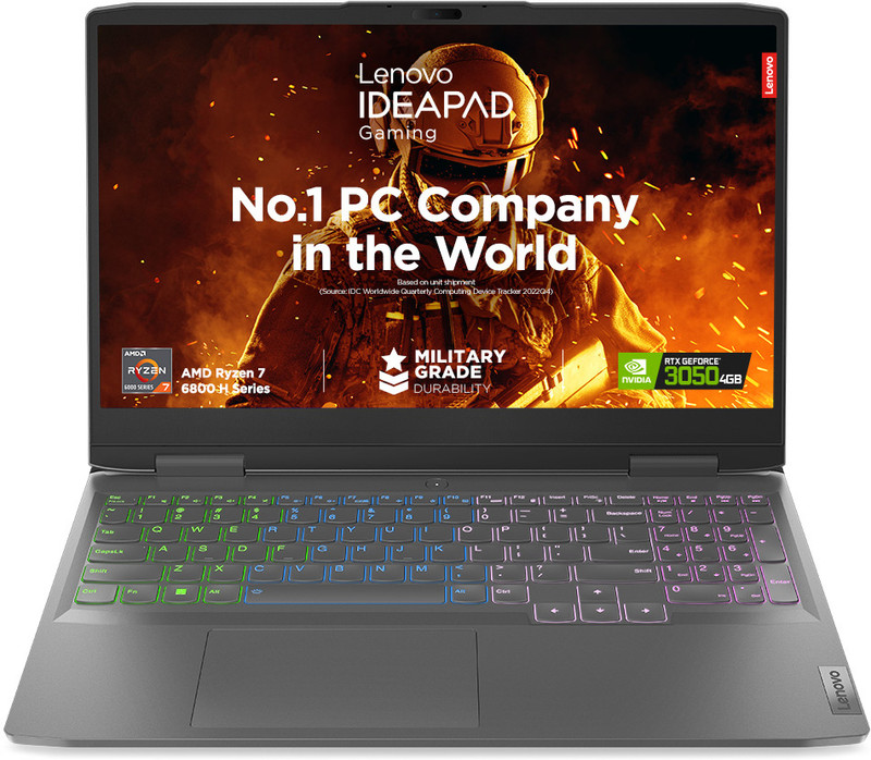 Lenovo IdeaPad Gaming 3 AMD Ryzen 7 Octa Core 6800H – (16 GB/512 GB SSD/Windows 11 Home/4 GB Graphics/NVIDIA GeForce RTX 3050) 15ARH7 Gaming Laptop  (15.6 Inch, Onyx Grey, 2.32 Kg, With MS Office)