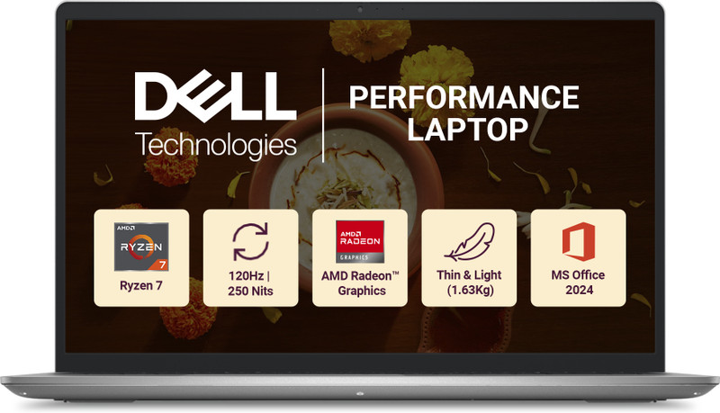 DELL 15 AMD Ryzen 7 Octa Core 7730U - (16 GB/512 GB SSD/Windows 11 Home) DC15255 Thin and Light Laptop(15 Inch, Platinum Silver, 1.63 Kg, With MS Office) - 22% off at DetectaDeal