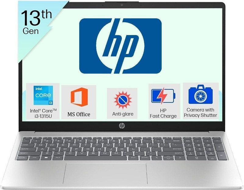 HP 15s i3 13th Gen Thin Laptop – 8GB RAM, 512GB SSD, Win 11, MS Office