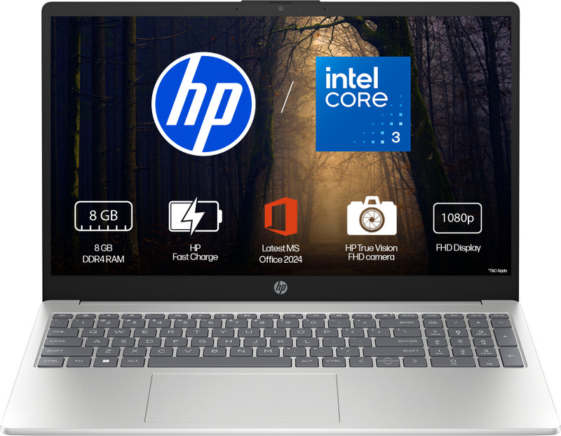 HP 15 (i3 14th Gen) Intel Core 3 100U - (8 GB/512 GB SSD/Windows 11 Home) 15-fd1253TU/ 15-fd1225TU Thin and Light Laptop(15.6 Inch, Natural Silver, 1.65 Kg, With MS Office) - 8% off at DetectaDeal