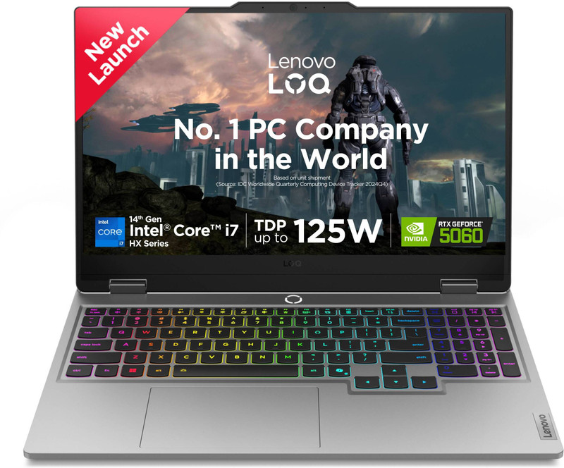 Lenovo LOQ 2025 Intel Core i7 14th Gen 14700HX - (32 GB/1 TB SSD/Windows 11 Home/8 GB Graphics/NVIDIA GeForce RTX 5060) LoQ 15IRX10 Gaming Laptop(15.6 Inch, Luna Grey, 2.4 Kg, With MS Office)