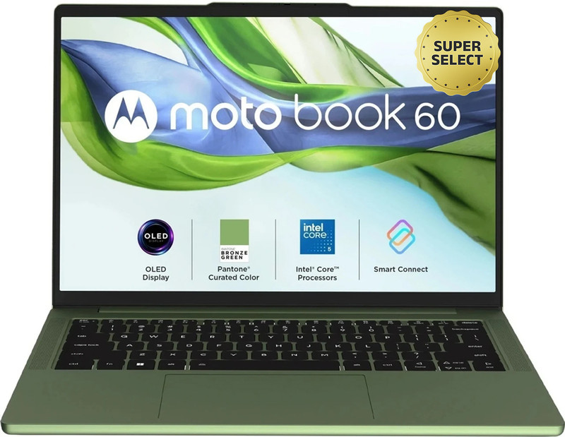 MOTOROLA Motobook 60 Full Metal WUXGA OLED Intel Core 5 210H - (16 GB/512 GB SSD/Windows 11 Home) 14IRH10R Thin and Light Laptop(14 inch, Bronze Green, 1.39 kg, With MS Office)