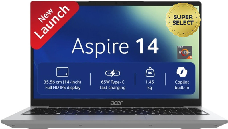 Acer Aspire 14 AMD Ryzen 3 3200U - (8 GB/512 GB SSD/Windows 11 Home) AS14-39 Notebook(14 inch, Light Silver, 1.45 kg)
