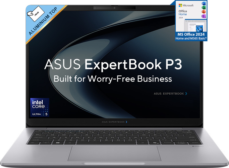 ASUS ExpertBook P3 Aluminium Top Next-Gen AI PC with 1 Yr ADP A Part Metal Intel Core Ultra 5 - (16 GB/1 TB SSD/Windows 11 Home) P3406CCA-LY0123WS Thin and Light Laptop(14 inch, Misty Grey, 1.49 kg, With MS Office)
