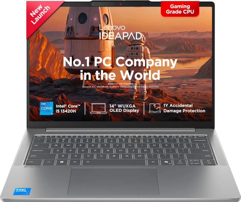 Lenovo �IdeaPad Slim 5 WUXGA OLED Full Metal Body Intel Core i5 13th Gen 13420H - (16 GB/512 GB SSD/Windows 11 Home) IdeaPad Slim 5 14IRH10 Thin and Light Laptop(14 Inch, Luna Grey, 1.39 Kg, With MS Office)
