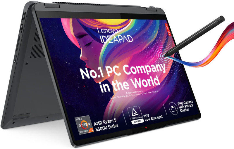 Lenovo IdeaPad Flex 5 AMD Ryzen 5 Hexa Core 5500U - (16 GB/512 GB SSD/Windows 11 Home) IdeaPad Flex 5 14ALC7 2 in 1 Laptop(14 Inch, Storm Grey, 1.55 Kg, With MS Office)