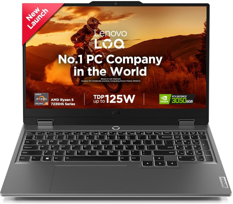 Lenovo AMD Ryzen AI 5 Hexa Core 7th Gen - (12 GB/512 GB SSD/Windows 11 Home/6 GB Graphics/NVIDIA GeForce RTX NVIDIA RTX 3050 6GB) 83JC00EEIN Gaming Laptop(15.6 Inch, Grey, With MS Office)