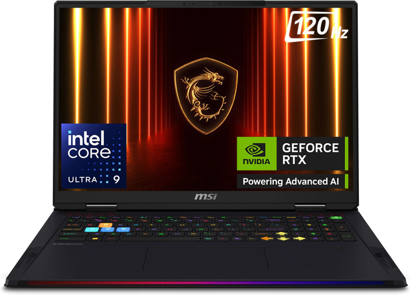 MSI Raider 18 HX AI Intel Core Ultra 9 285HX - (64 GB/4 TB SSD/Windows 11 Home/24 GB Graphics/NVIDIA GeForce RTX 5090/120 Hz) Raider 18 HX AI A2XWJG-253IN Gaming Laptop(18 Inch, Core Black, 3.6 Kg) - 11% off at DetectaDeal