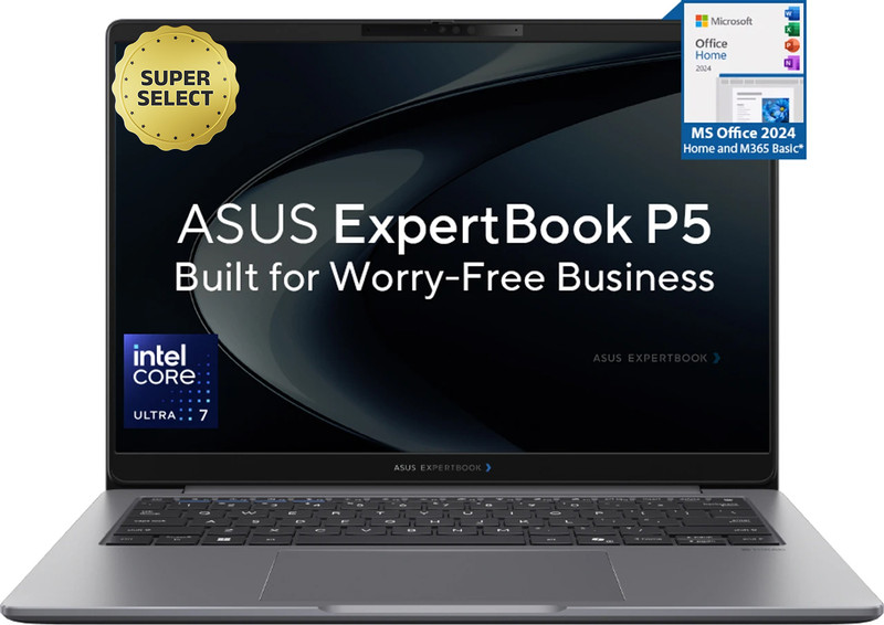 ASUS ExpertBook P5 with Full Metal OLED AI PC 1 Yr ADP Intel Core Ultra 7 255H - (16 GB/1 TB SSD/Windows 11 Home) P5406CCA-SF0161WS Laptop(14 inch, Misty Grey, 1.28 kg, With MS Office)
