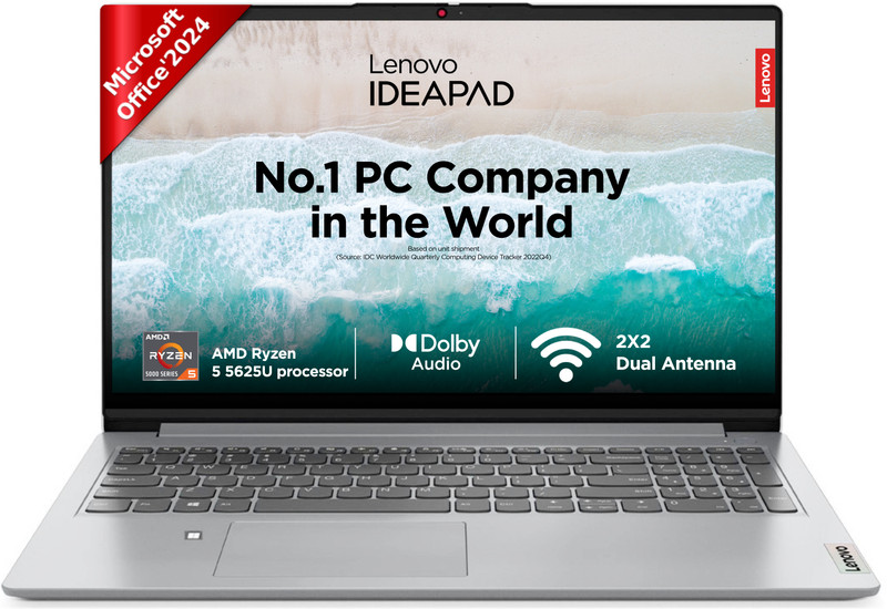 Lenovo IdeaPad Slim 1 AMD Ryzen 5 Hexa Core 5500U - (8 GB/512 GB SSD/Windows 11 Home) 15ACL6 | 15ALC7 2 Thin and Light Laptop(15.6 inch, Cloud Grey, 1.65 kg, With MS Office)