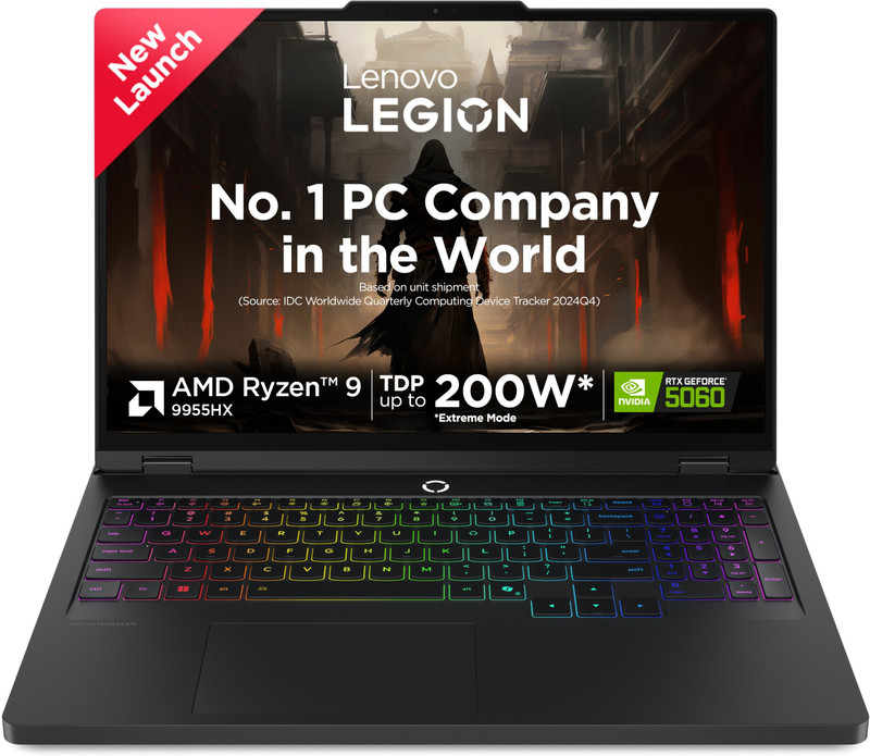 Lenovo Legion Pro 5 AMD Ryzen 9 16 Core 9955HX - (32 GB/1 TB SSD/Windows 11 Home/8 GB Graphics/NVIDIA GeForce RTX 5060/165 Hz) Legion Pro 5 16AFR10 Gaming Laptop(16 inch, Eclipse Black, 2.3 kg, With MS Office)
