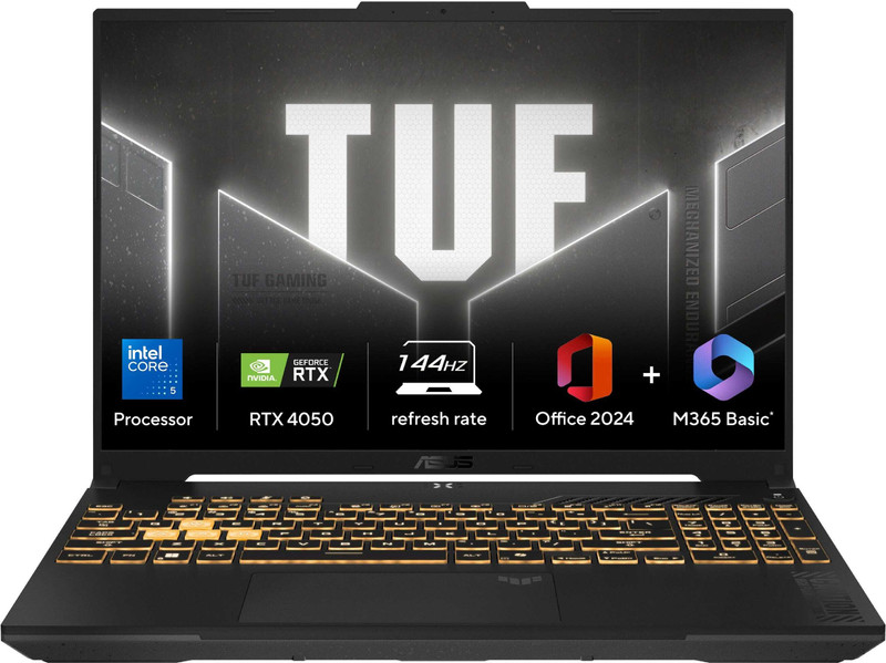 ASUS TUF Gaming F16 (i5 14th Gen) Intel Core 5 210H - (16 GB/512 GB SSD/Windows 11 Home/6 GB Graphics/NVIDIA GeForce RTX 4050) FX677VU-RL055WS Gaming Laptop(16 Inch, Mecha Gray, 2.5 Kg, With MS Office)