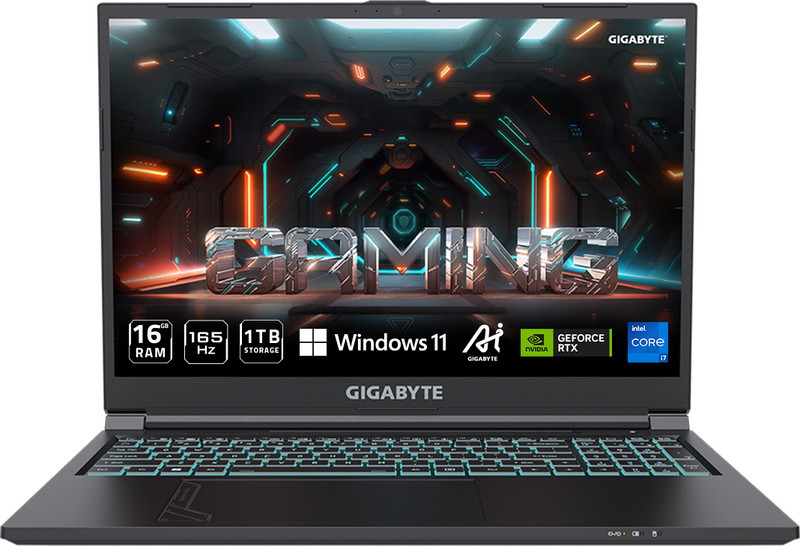 GIGABYTE G Series Intel Core i7 13th Gen 13620H - (16 GB/1 TB SSD/Windows 11 Home/8 GB Graphics/NVIDIA GeForce RTX 4060) G6 KF-H3IN894KH Gaming Laptop(16 Inch, Black, 2.3 Kg)