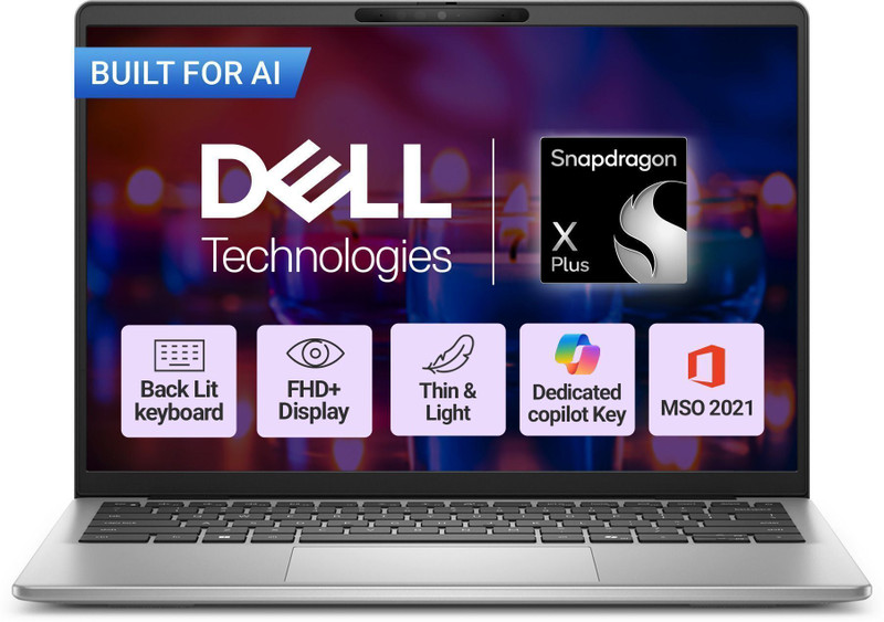 DELL 14 Snapdragon X Plus - (16 GB/512 GB SSD/Windows 11 Home) OINS441100101RING10 Thin and Light Laptop(14 Inch, Titan Grey, 1.53 Kg, With MS Office)