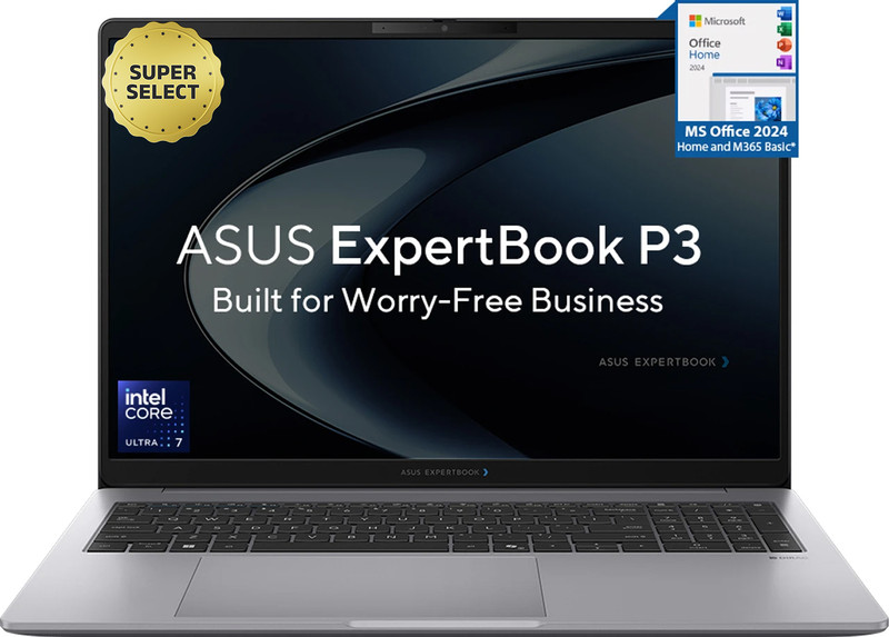 ASUS ExpertBook P3 with AI PC Metal Top 1 Yr ADP Intel Core Ultra 7 255H - (16 GB/512 GB SSD/Windows 11 Home) P3606CCA-MB0326WS Laptop(16 inch, Misty Grey, 1.77 Kg, With MS Office)