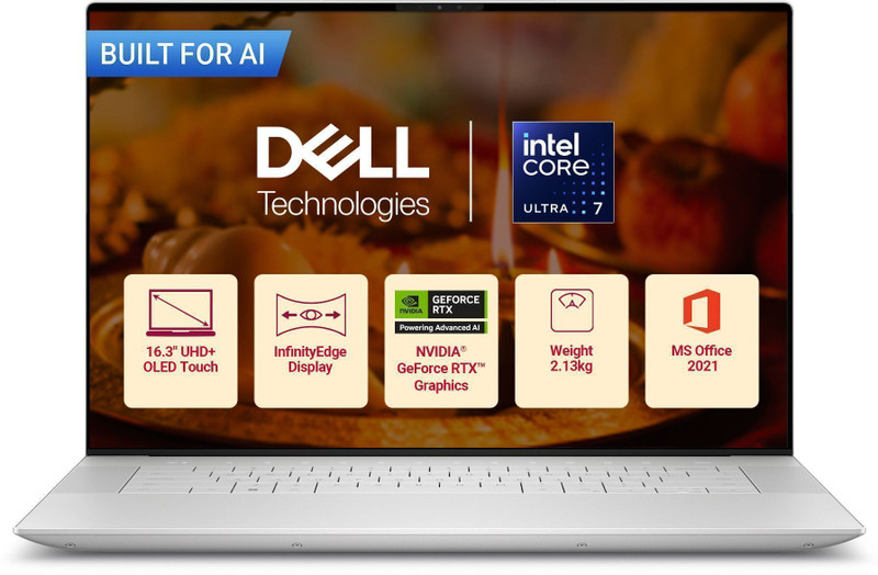 DELL XPS Intel Core Ultra 7 155H - (32 GB/1 TB SSD/Windows 11 Home/8 GB Graphics/NVIDIA GeForce RTX 4060) 9640 Creator Laptop(16.3 Inch, Platinum, 2.13 Kg, With MS Office)