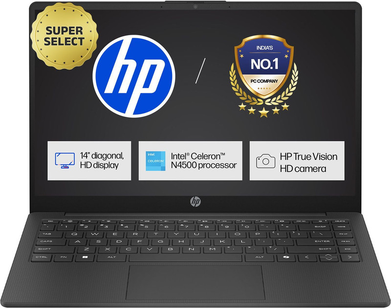 HP Intel Celeron Dual Core N4500 - (8 GB/512 GB SSD/Windows 11 Home) 14s-dq3149TU / 14s-dq3141TU Thin and Light Laptop(14 Inch, Jet Black, 1.46 Kg, With MS Office)