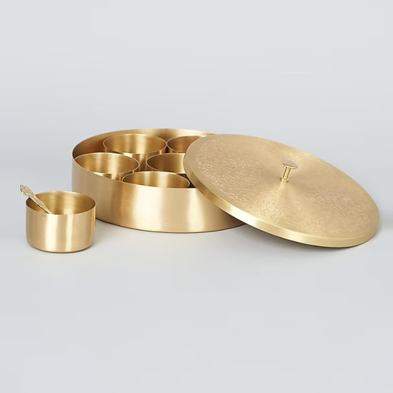 J A HANDICRAFTS Spice Set Brass(9 Piece)