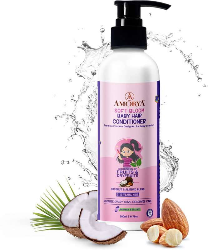 Amorya Soft Bloom Baby Conditioner| Coconut & Almond Blend| Tear-Free(200 ml)