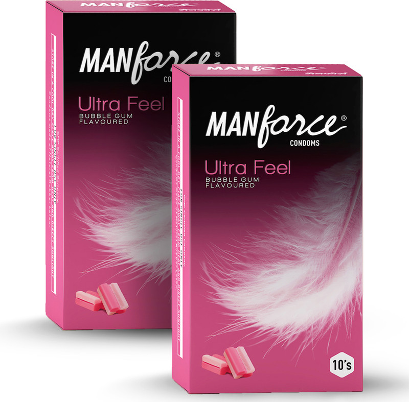 MANFORCE Super Thin ULTRA FEEL BubbleGum Flavour Condom(Set of 2, 20 Sheets)
