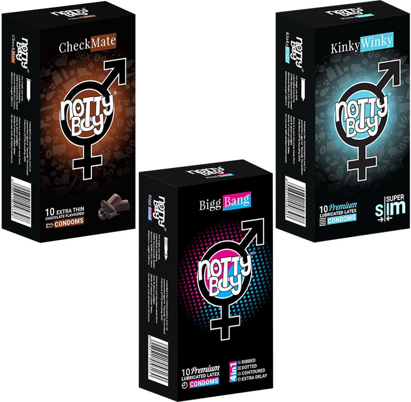 NottyBoy Extra Timing Control, Super Thin and Chocolate Flavour Condom(Set of 3, 30 Sheets)