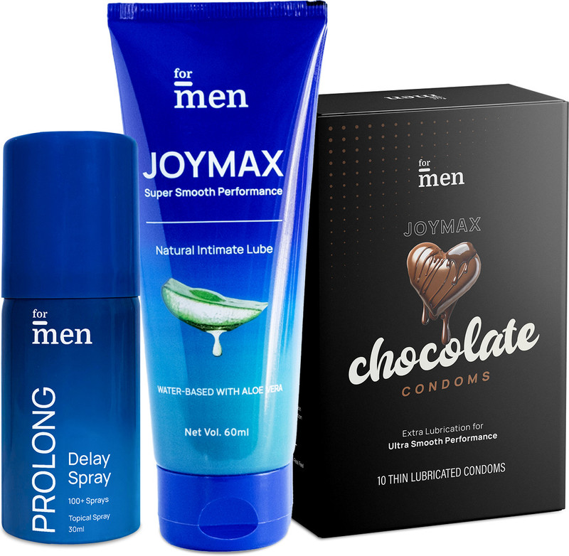 Formen Prolong Spray 30ml + Water-Based Lube Gel 60ml with Aloe Vera & JOYMAX Chocolate Condom(10 Sheets)