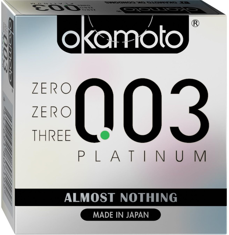 okamoto Thinnest Latex Made In Japan 0.03 mm thin 003 Platinum Condom(3 Sheets)