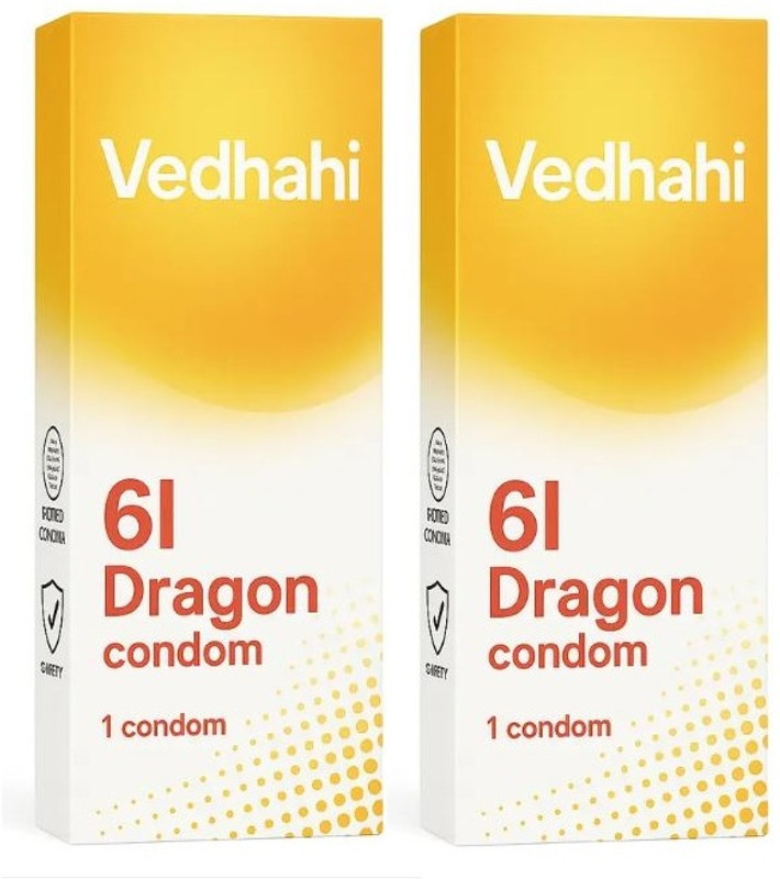 VEDHAHI 6ich Dot-ted Drgn Con-dom Condom(Set of 2, 2 Sheets)