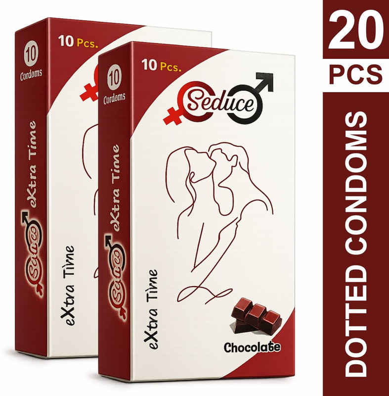 Seduce 2 Pack extra time dotted chocolate flavoured condoms for men Condom(20 Sheets)
