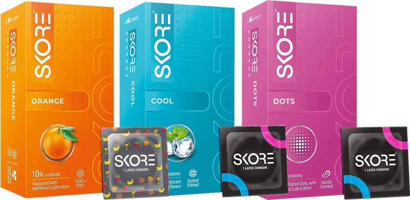 SKORE COOL 2 AND BLUES Condom(Set of 3, 30 Sheets)