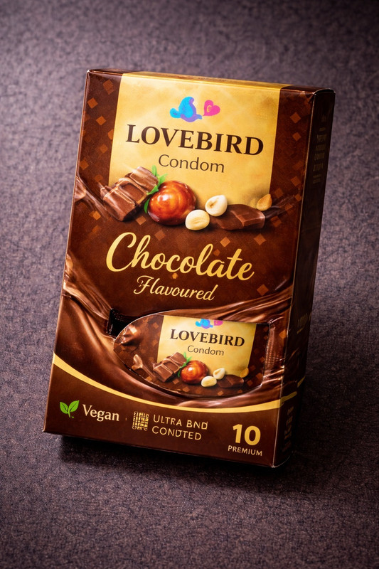 LOVEBIRDCONDOM CHOCOLATE FLOVOURED | RIBBED & LUBRICATED | FUNTIME CLIMAX Condom(10 Sheets)