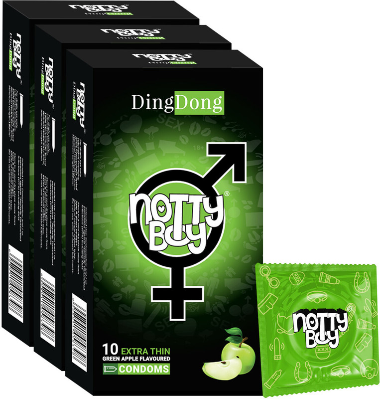 NottyBoy Extra Thin Green Apple Flavoured Condom(Set of 3, 30 Sheets)