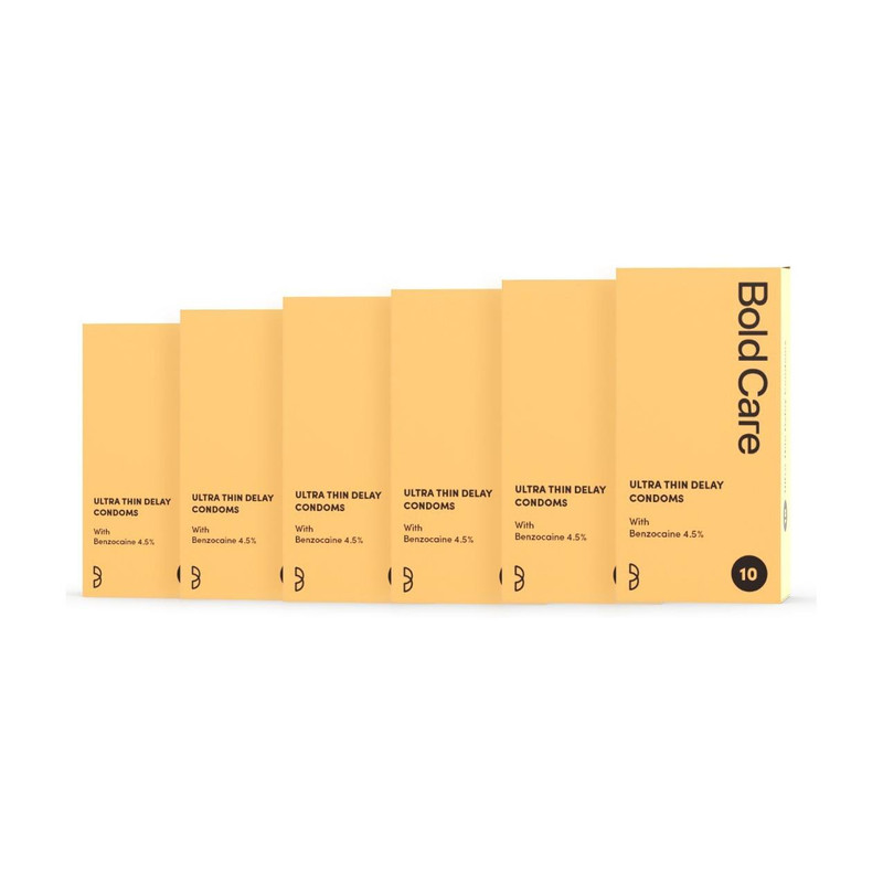 Bold Care Ultra Thin Climax Delay Lubricated - Natural Latex Condom(Set of 6, 60 Sheets)