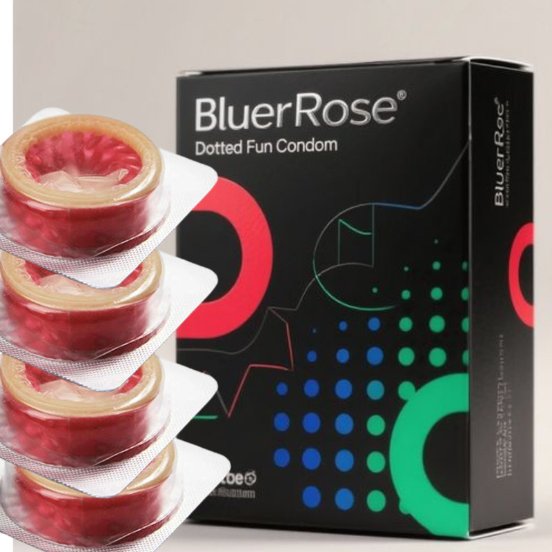 Bluerose 707 Dotted 4 pcs set Condom(Set of 4, 4 Sheets)