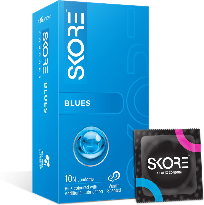 SKORE Blues | Extra Lubrication & Vanilla Scented Condom(10 Sheets)