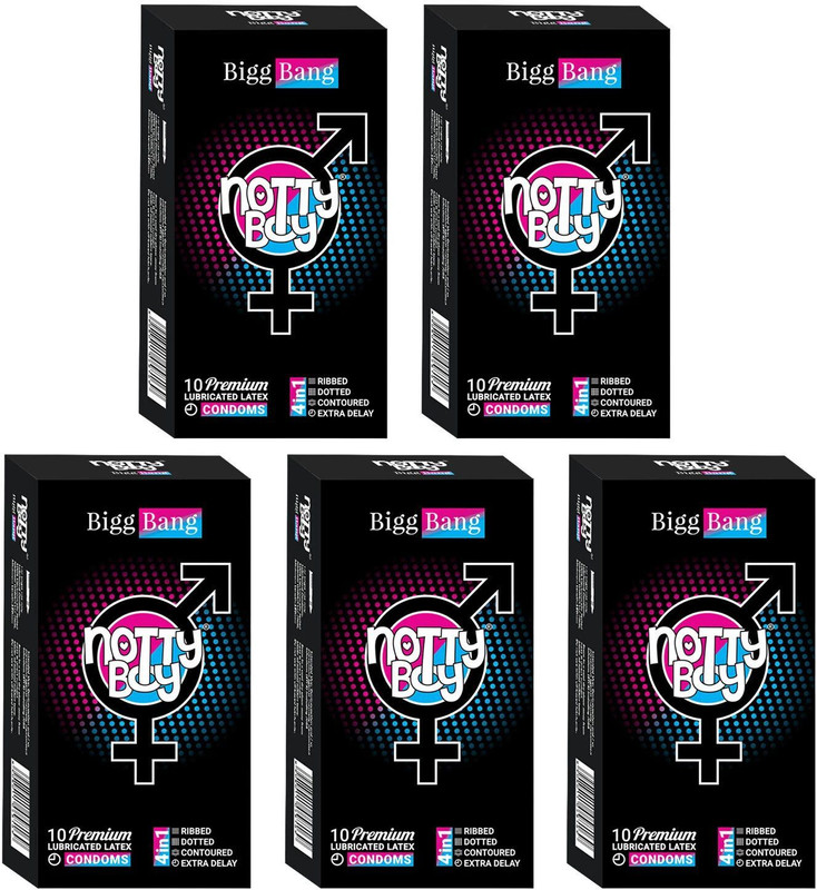 NottyBoy Extra Time, Long Lasting, Ribbed and Big Dotted Condom(Set of 3, 30 Sheets)