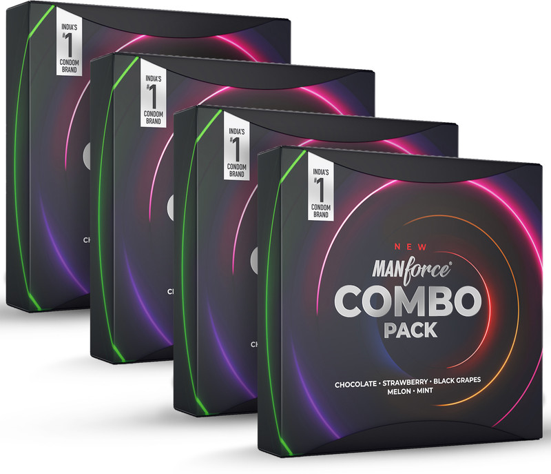 MANFORCE Combo Pack Chocolate Strawberry Coffee Black Grapes Melon Condom ,20 Pcs x 4 Condom(Set of 4, 80 Sheets)