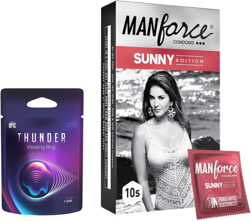 Manforce Epic Thunder Vibe Ring for Men & Women with Litchi 10s | Intense Sensation(Pack of 1 For Men & Women)