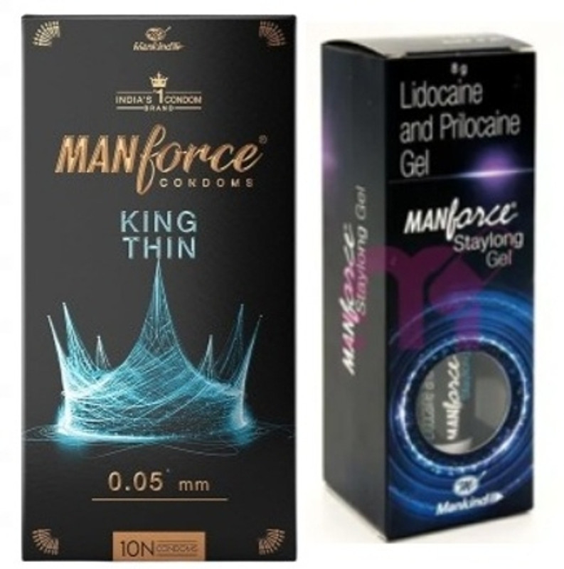 MANFORCE King Dots Extra Dotted Condoms 10 Pcs & King Thin Ultra-Thin Condoms 10 Pcs Condom(Set of 2, 20 Sheets)