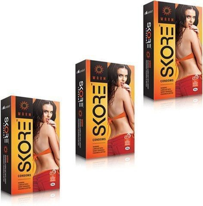 SKORE Warm Smoky Fragrance (10s x 3 Pack = 30 Condoms) Condom(Set of 3, 30 Sheets)